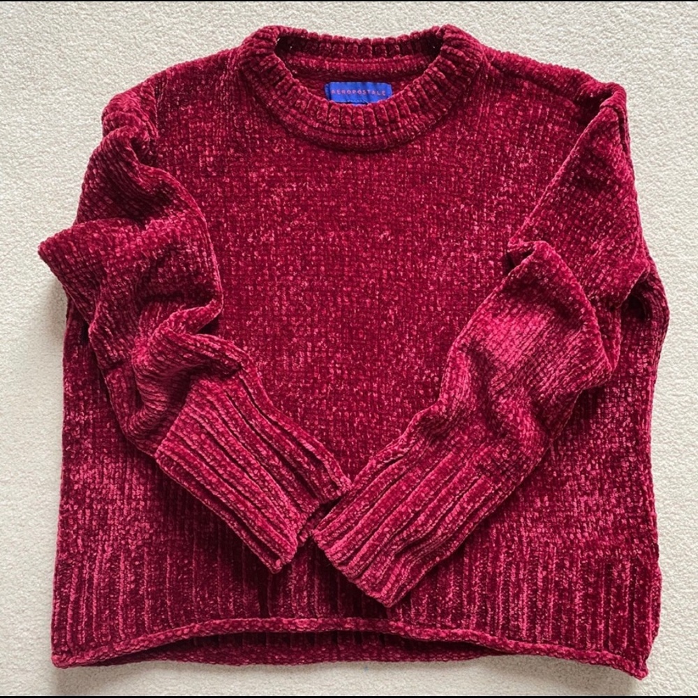 Aeropostale Chenille Dark Red Sweater - M- EUC